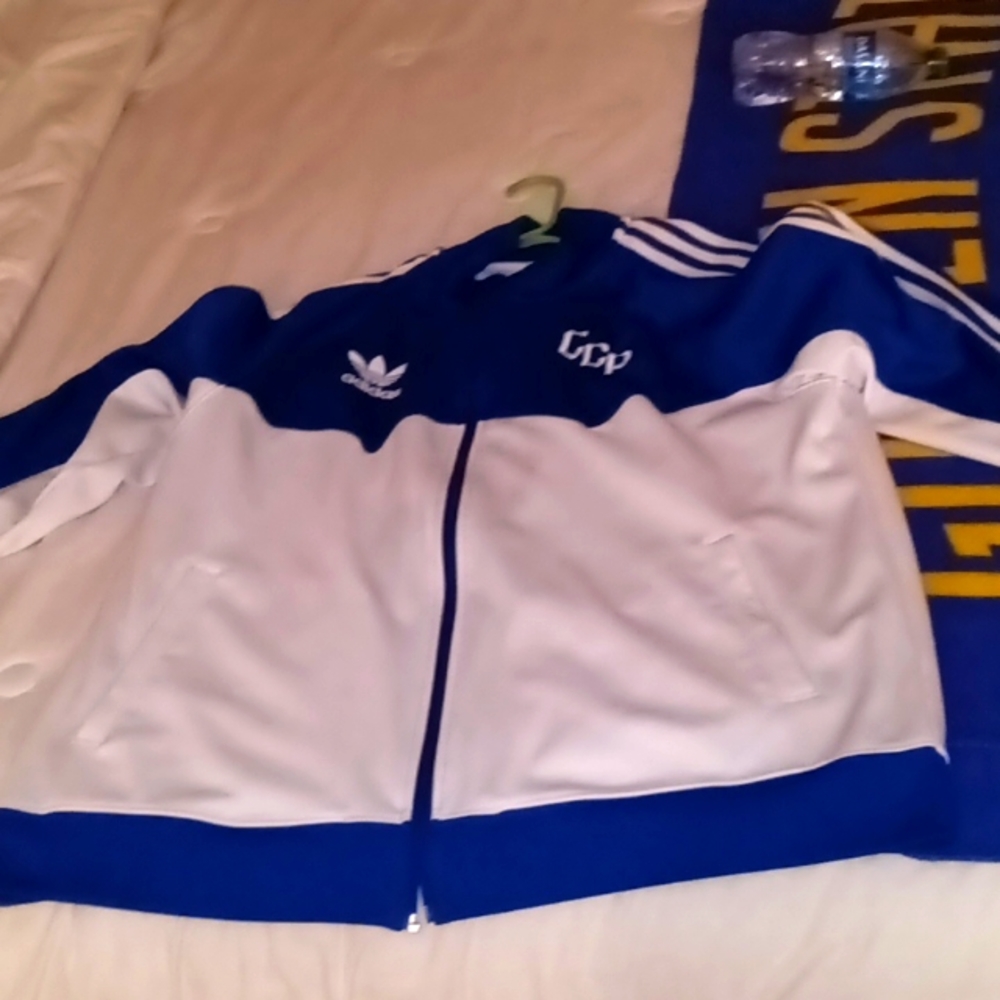 Adidas track jacket, Men's Large ,royal blue and white